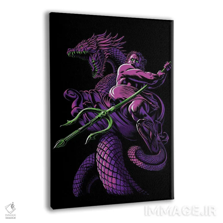 تابلو پوسایدون با نیزه سهشاخه و اژدها اثر آلبرتو پرز - نمای پرسپکتیو محصول