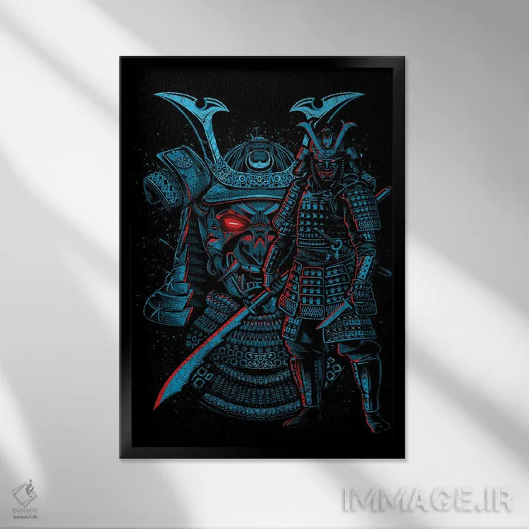تابلو سامورایی افسانهای اثر آلبرتو پرز - نمای قابدار مشکی