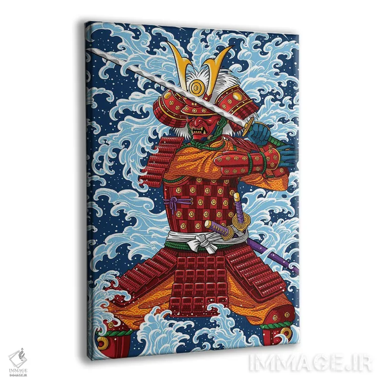 تابلو نبرد سامورایی زیر سونامی اثر آلبرتو پرز - نمای پرسپکتیو محصول