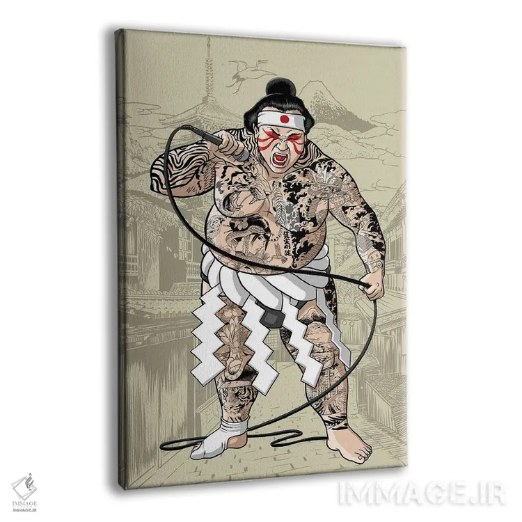 تابلو کشتیگیر سوموی یاکوزا خواننده اثر آلبرتو پرز - نمای پرسپکتیو محصول