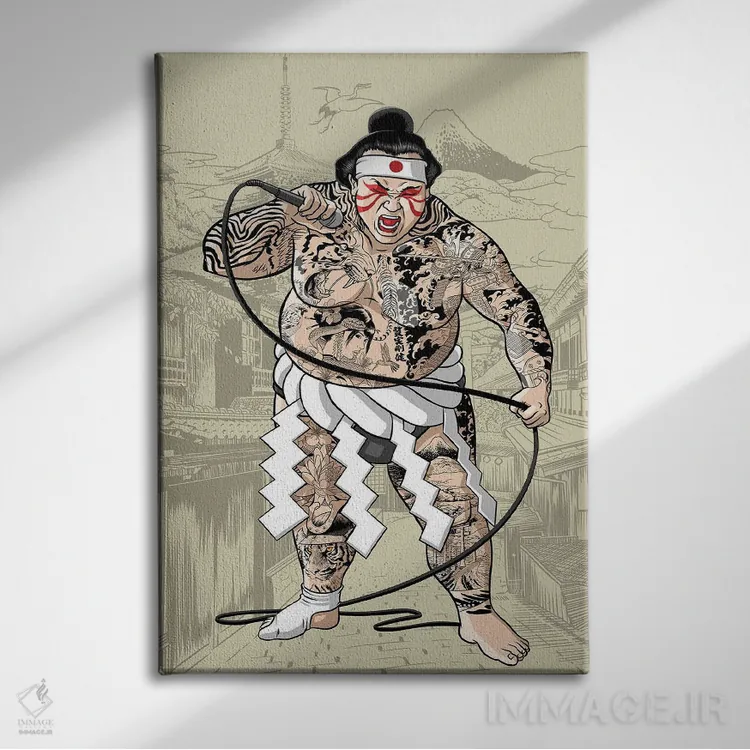 تابلو کشتیگیر سوموی یاکوزا خواننده اثر آلبرتو پرز - نمای روبهرو روی دیوار
