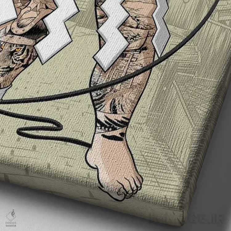 تابلو کشتیگیر سوموی یاکوزا خواننده اثر آلبرتو پرز - نمای نزدیک بافت بوم