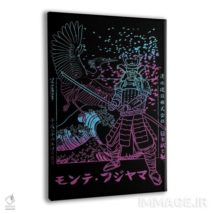 تابلو سامورایی با درنا اثر آلبرتو پرز - نمای پرسپکتیو محصول