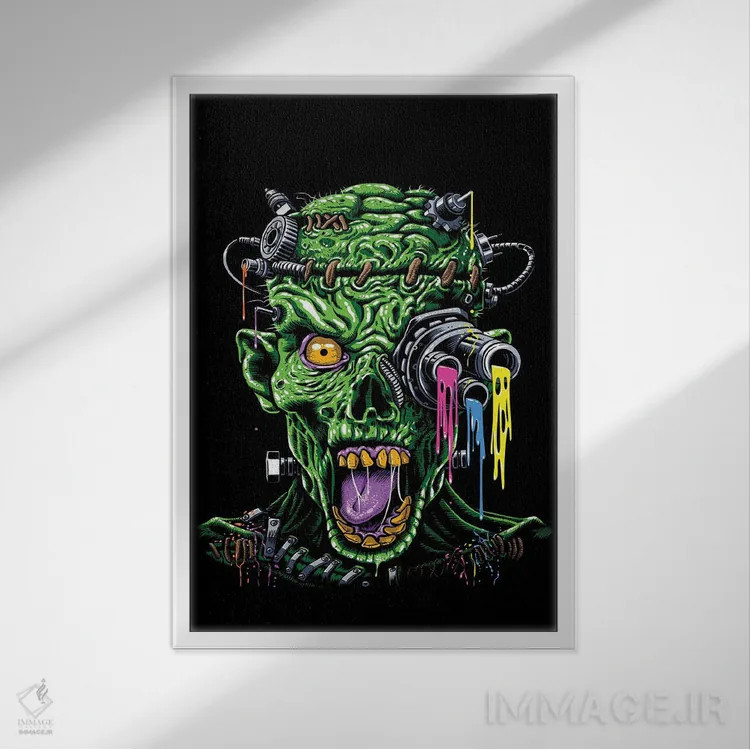 تابلو زامبی آیندهنگر اثر آلبرتو پرز - نمای قابدار سفید