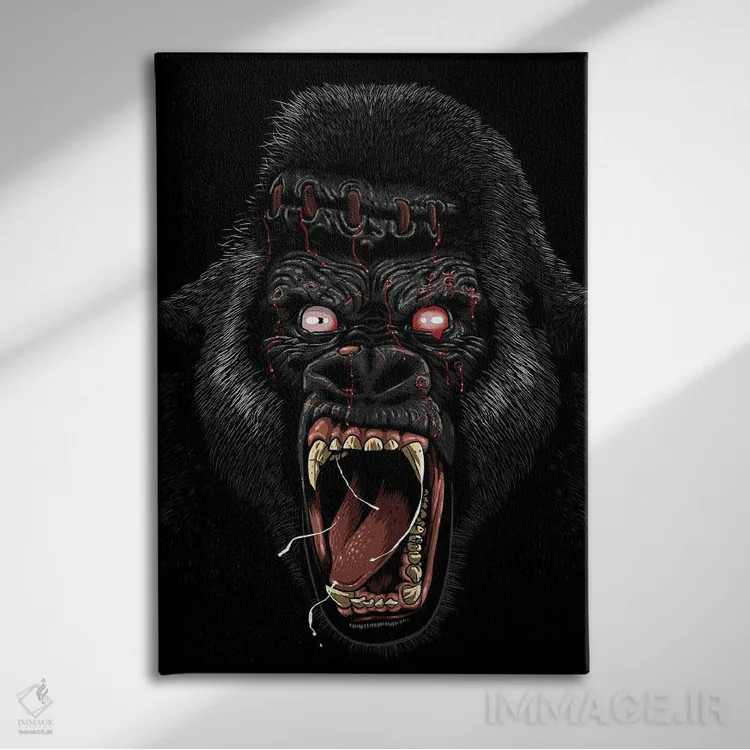تابلو گوریل زامبی اثر آلبرتو پرز - نمای روبهرو روی دیوار