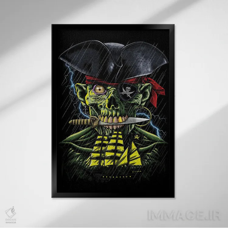 تابلو دزد دریایی زامبی اثر آلبرتو پرز - نمای قابدار مشکی