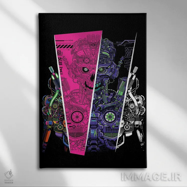 تابلو چندجهانی رباتها (دنیاهای موازی) اثر آلبرتو پرز - نمای روبهرو روی دیوار