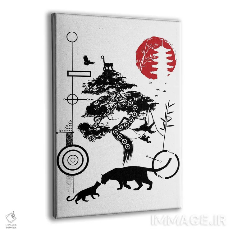 تابلو دایرههای هندسی طبیعت گربهسانان اثر آلبرتو پرز - نمای پرسپکتیو محصول