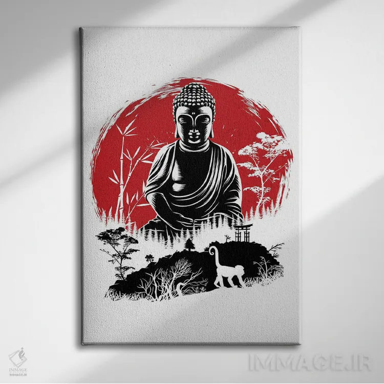 تابلو بودا زیر آفتاب اثر آلبرتو پرز - نمای روبهرو روی دیوار