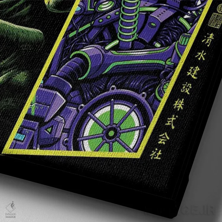 تابلو زامبی در برابر ربات اثر آلبرتو پرز - نمای نزدیک بافت بوم