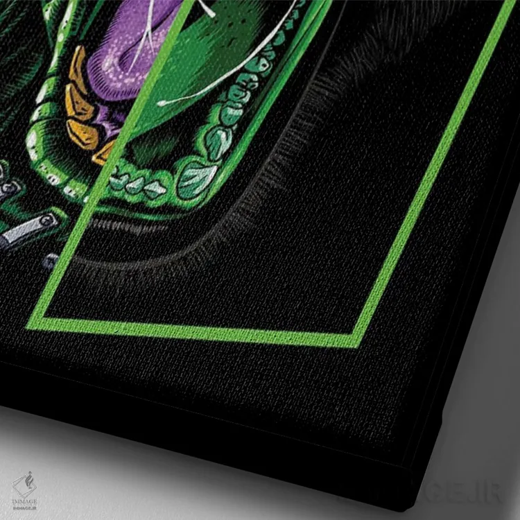 تابلو زامبی در برابر گوریل اثر آلبرتو پرز - نمای نزدیک بافت بوم