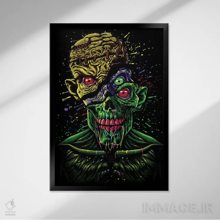 تابلو زامبی درون زامبی دیگر اثر آلبرتو پرز - نمای قابدار مشکی