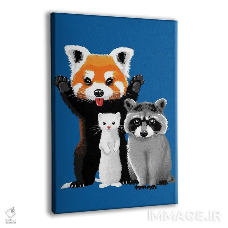 تابلو راکن، راسو و پاندای قرمز اثر آلبرتو پرز - نمای پرسپکتیو محصول