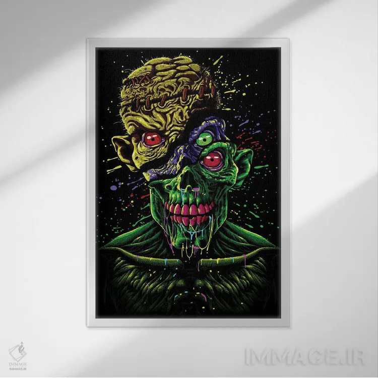 تابلو زامبی درون زامبی دیگر اثر آلبرتو پرز - نمای قابدار سفید