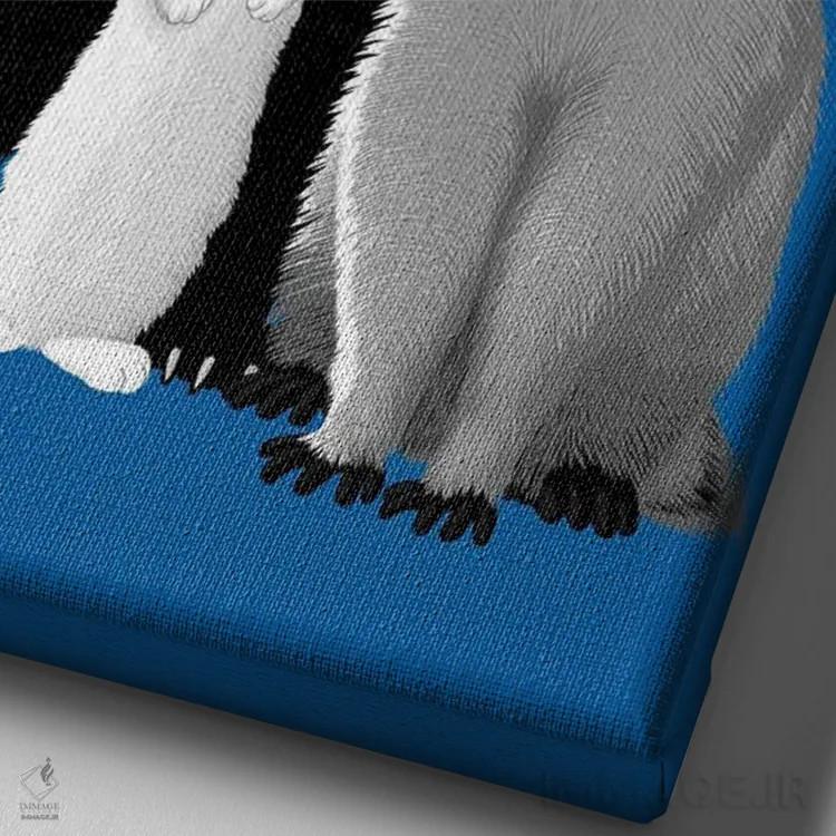 تابلو راکن، راسو و پاندای قرمز اثر آلبرتو پرز - نمای نزدیک بافت بوم