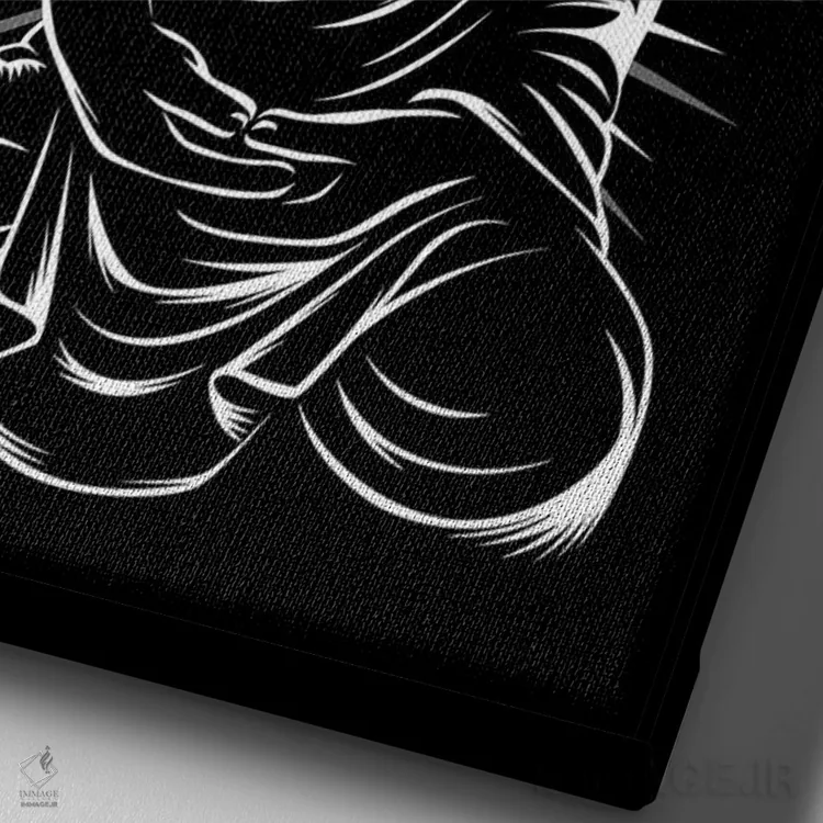 تابلو بودا در حال یوگا اثر آلبرتو پرز - نمای نزدیک بافت بوم