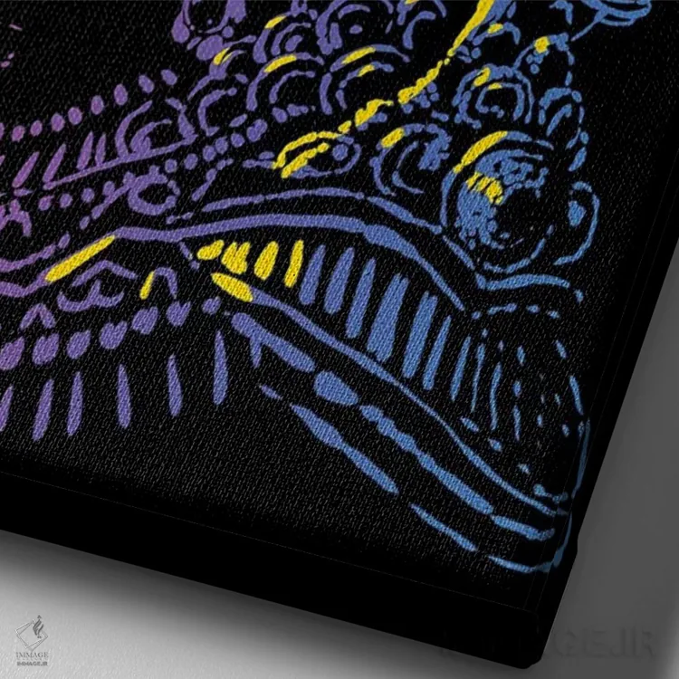 تابلو خدای هندو رترو اثر آلبرتو پرز - نمای نزدیک بافت بوم