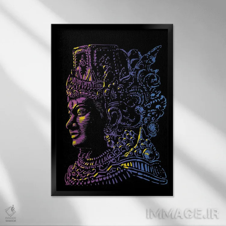 تابلو خدای هندو رترو اثر آلبرتو پرز - نمای قابدار مشکی