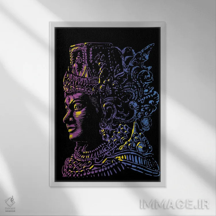 تابلو خدای هندو رترو اثر آلبرتو پرز - نمای قابدار سفید