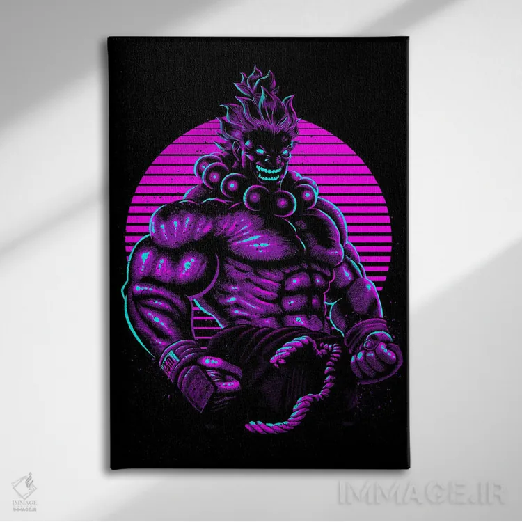 تابلو مبارز خبیث رترو اثر آلبرتو پرز - نمای روبهرو روی دیوار