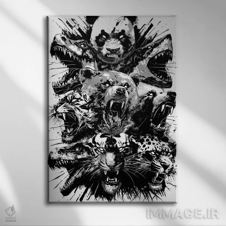 تابلو حیوانات وحشی اثر آلبرتو پرز - نمای روبهرو روی دیوار