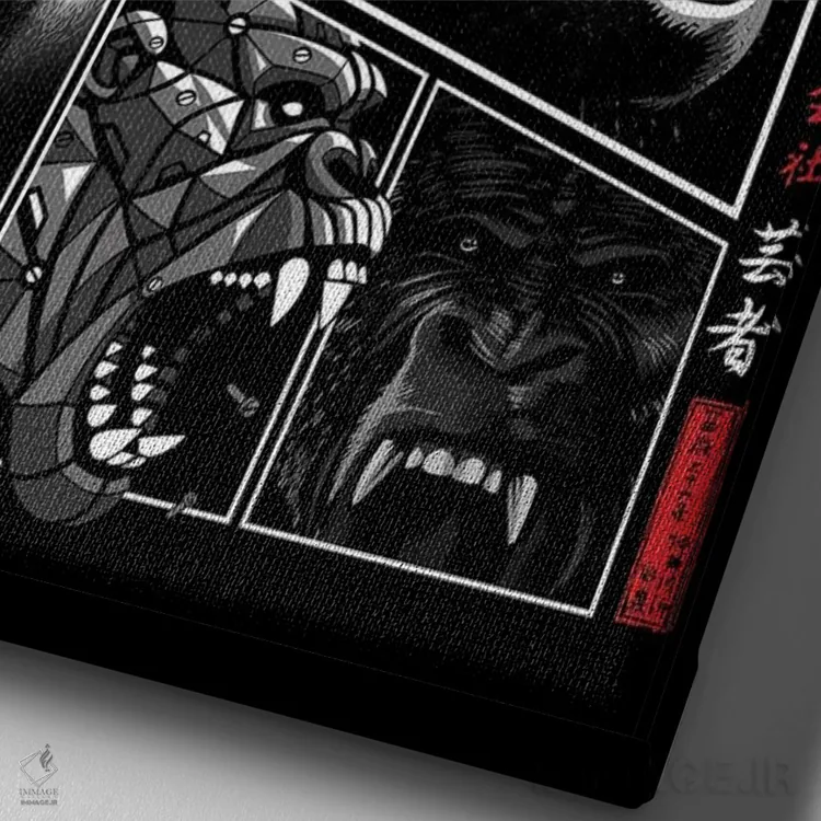 تابلو گوریل کمیک (طنزآمیز) اثر آلبرتو پرز - نمای نزدیک بافت بوم