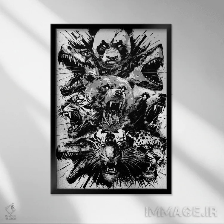 تابلو حیوانات وحشی اثر آلبرتو پرز - نمای قابدار مشکی