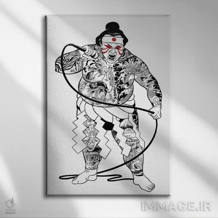 تابلو خوانندهٔ سوموی ژاپنی اثر آلبرتو پرز - نمای روبهرو روی دیوار