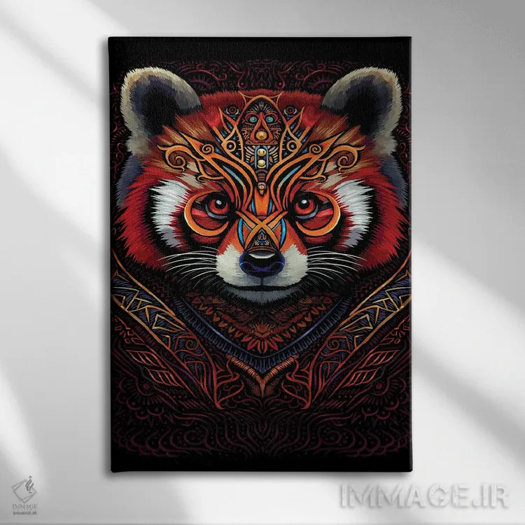 تابلو پاندای قرمز قبیلهای هندی اثر آلبرتو پرز - نمای روبهرو روی دیوار
