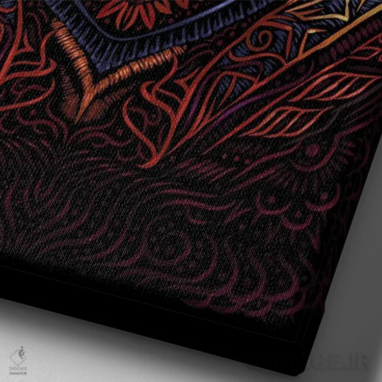 تابلو پاندای قرمز قبیلهای هندی اثر آلبرتو پرز - نمای نزدیک بافت بوم