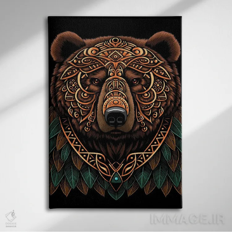 تابلو خرس گریزلی رئیس قبیلهای اثر آلبرتو پرز - نمای روبهرو روی دیوار