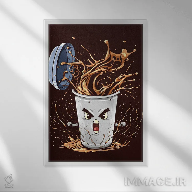 تابلو انرژی فوقالعادهٔ قهوه اثر آلبرتو پرز - نمای قابدار سفید