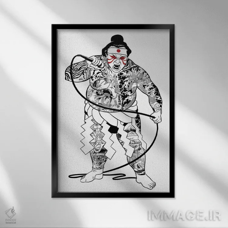 تابلو خوانندهٔ سوموی ژاپنی اثر آلبرتو پرز - نمای قابدار مشکی