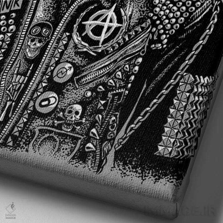 تابلو راکن پانک اثر آلبرتو پرز - نمای نزدیک بافت بوم