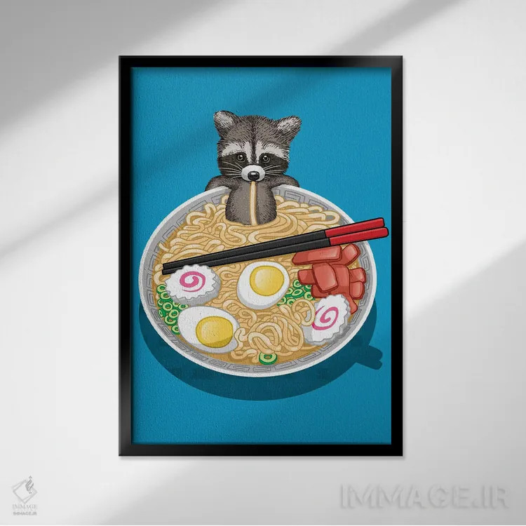 تابلو راکن و رامن اثر آلبرتو پرز - نمای قابدار مشکی