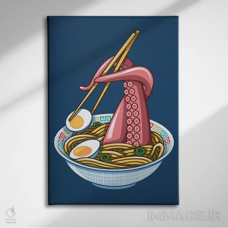 تابلو اختاپوس رامن اثر آلبرتو پرز - نمای روبهرو روی دیوار