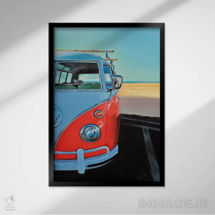 تابلو برس به ساحل اثر آنتوان رنو - نمای قابدار مشکی