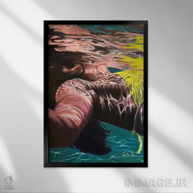 تابلو زیردریایی زرد اثر آنتوان رنو - نمای قابدار مشکی