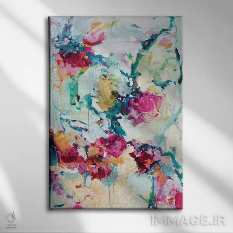 تابلو شکوفههای یشمی اثر امیره رحیم - نمای روبهرو روی دیوار