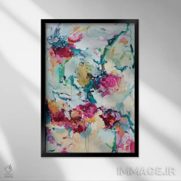 تابلو شکوفههای یشمی اثر امیره رحیم - نمای قابدار مشکی