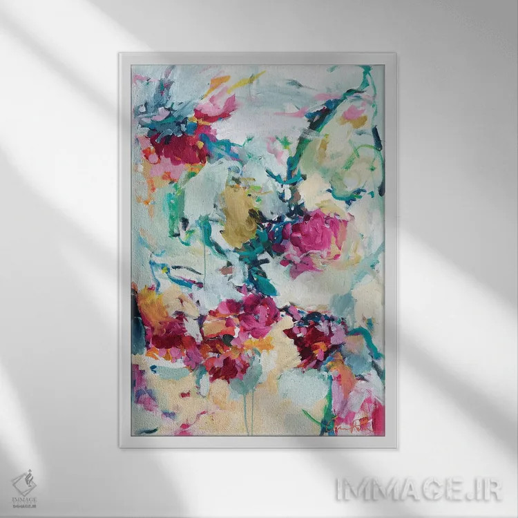 تابلو شکوفههای یشمی اثر امیره رحیم - نمای قابدار سفید