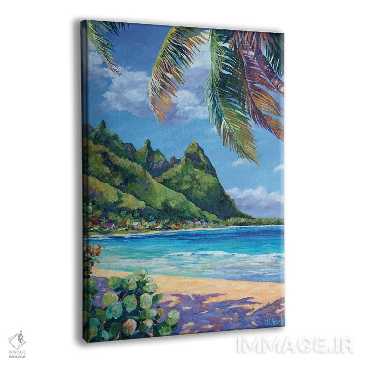 تابلو نخل تابخورده در ساحل ماکوآ اثر جان کلارک - نمای پرسپکتیو محصول