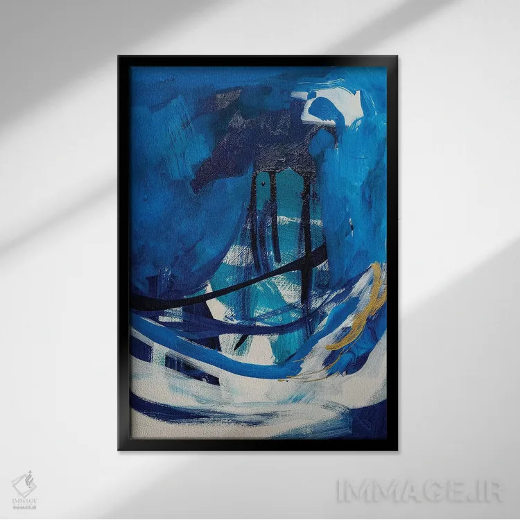 تابلو شنا بدون لباس اثر امیره رحیم - نمای قابدار مشکی