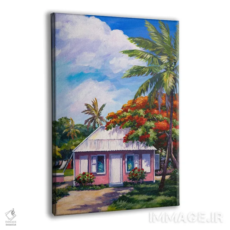 تابلو کلبه صورتی اثر جان کلارک - نمای پرسپکتیو محصول