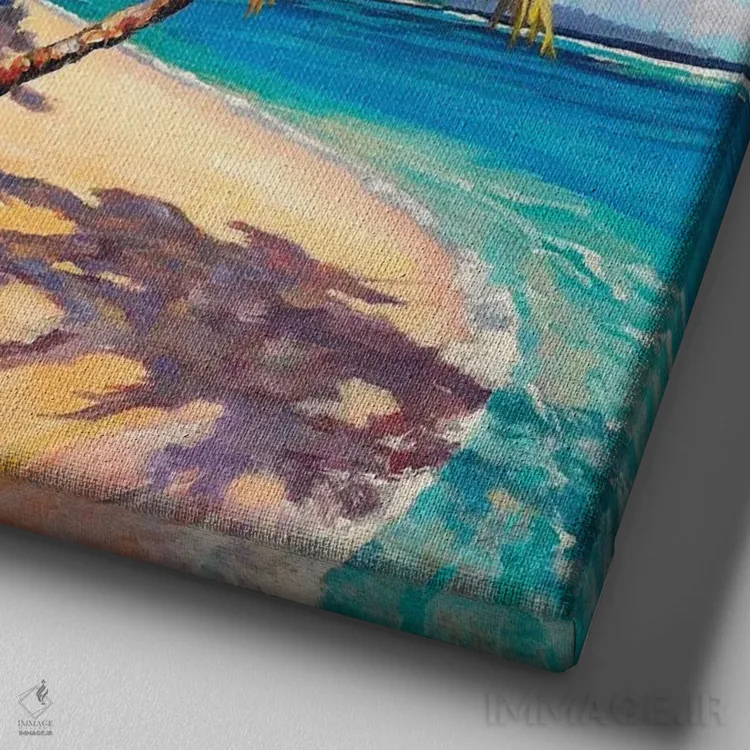 تابلو بهشت کارائیب اثر جان کلارک - نمای نزدیک بافت بوم