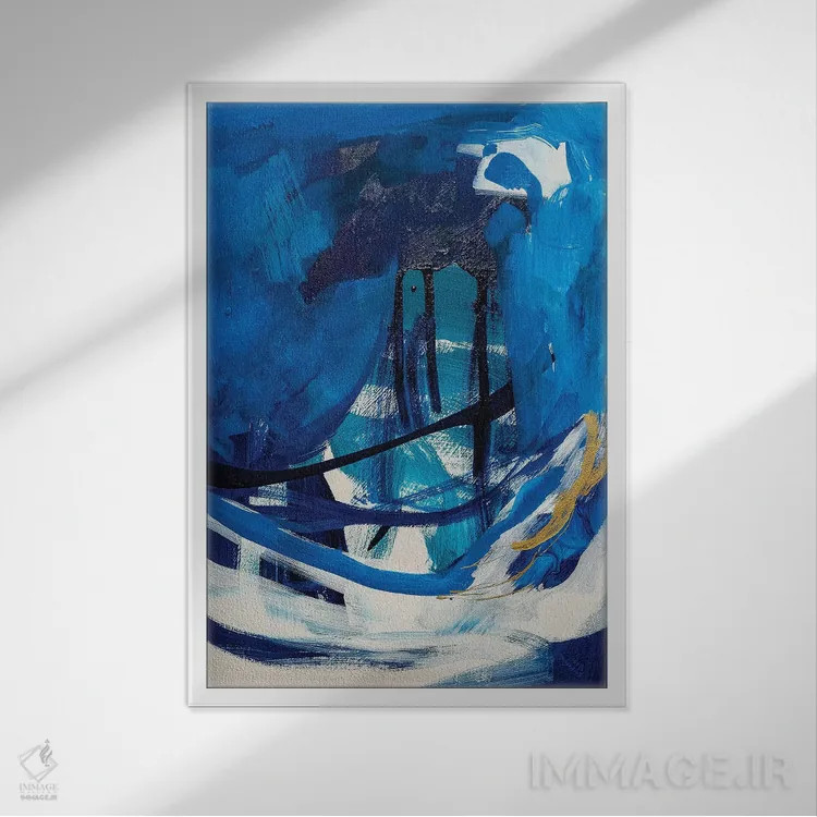 تابلو شنا بدون لباس اثر امیره رحیم - نمای قابدار سفید