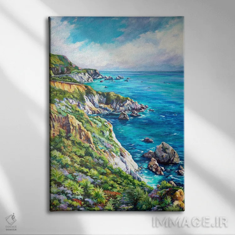 تابلو بیگ سور (ساحل مشهور آمریکا) اثر جان کلارک - نمای روبهرو روی دیوار