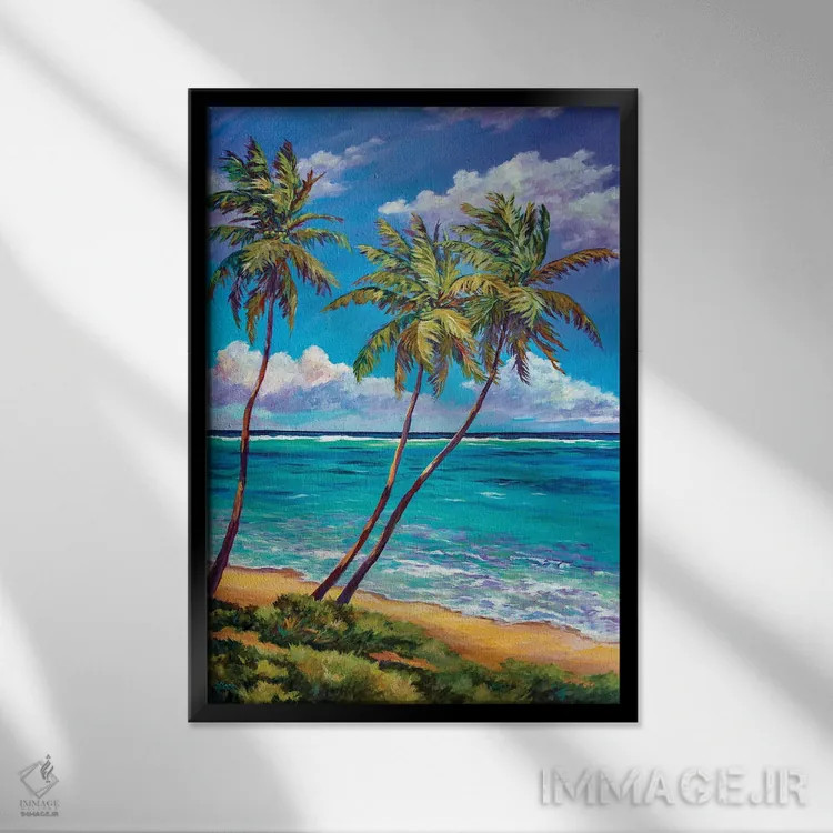 تابلو نخلهای ایست اند (شرق) اثر جان کلارک - نمای قابدار مشکی