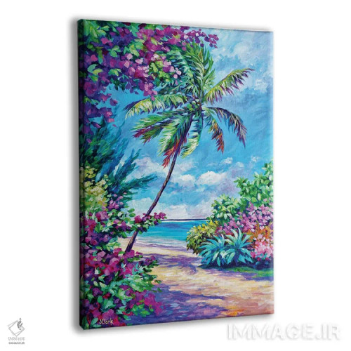 تابلو نخل و گل کاغذی اثر جان کلارک - نمای پرسپکتیو محصول