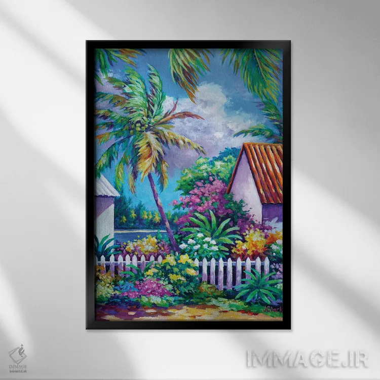 تابلو باغ در کیمن کای اثر جان کلارک - نمای قابدار مشکی